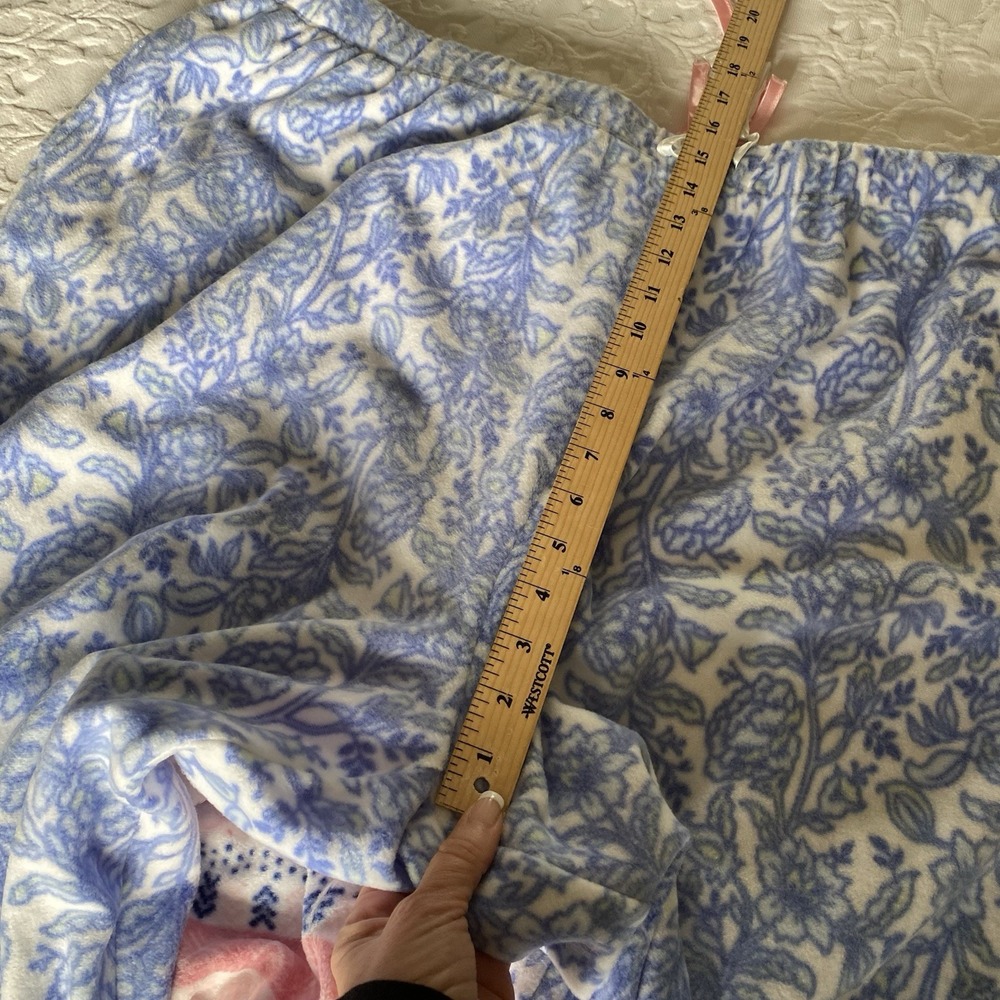 Croft & Barrow Pajama Pants Women 4X Blue Pink lot 2 Floral Fair Isle Excellent - Picture 9 of 10